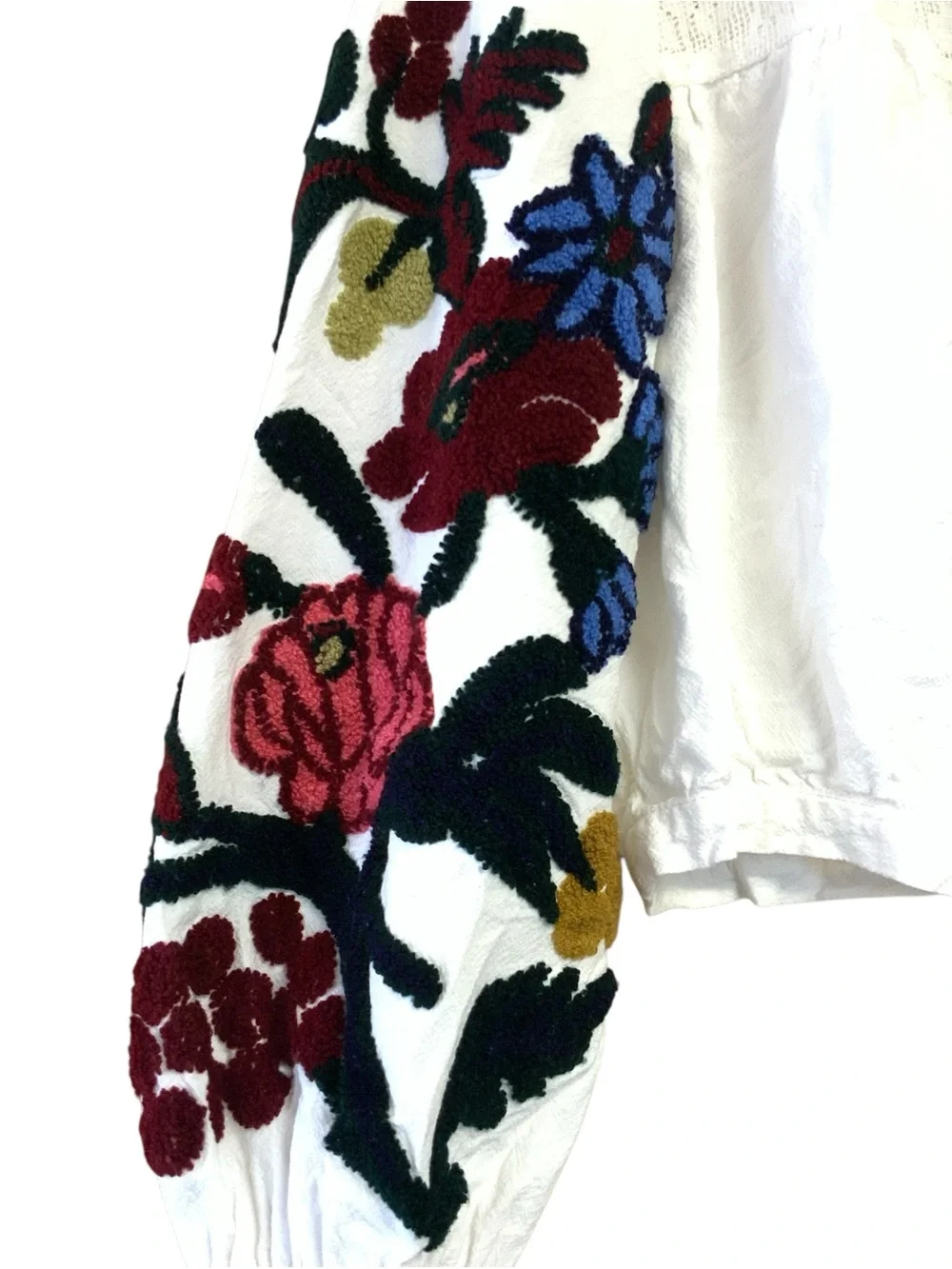 Free People Meadows XS Embroidered Flowy Peasant Cropped Boho Festival Top